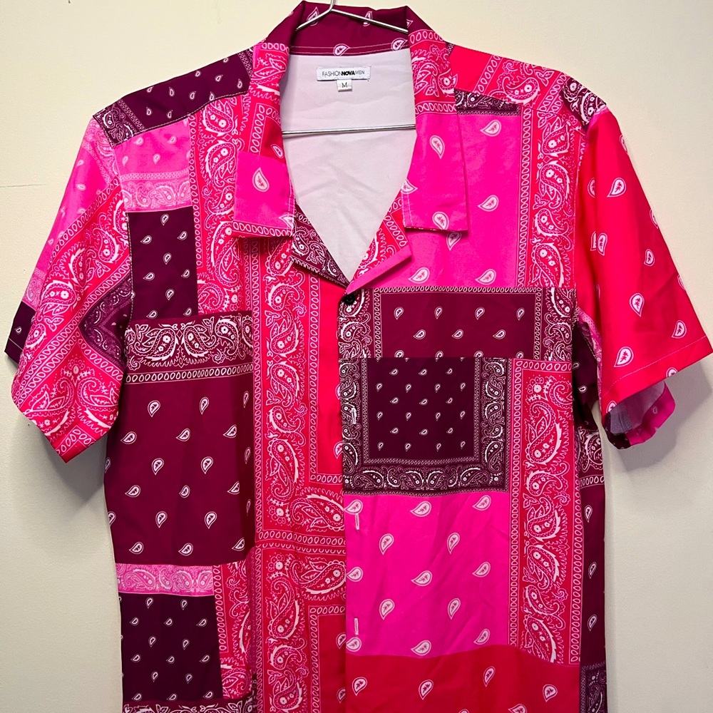 Pink Bandanna Print Vacation Shirt